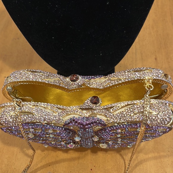 Butterfly pink gold and amethyst & aurora boriales  smoky topaz clasp with chain - Picture 6 of 8